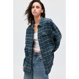 BDG Urban Outfitters Dani Flannel Shirt Tunic Top Oversized Butondown M 280902